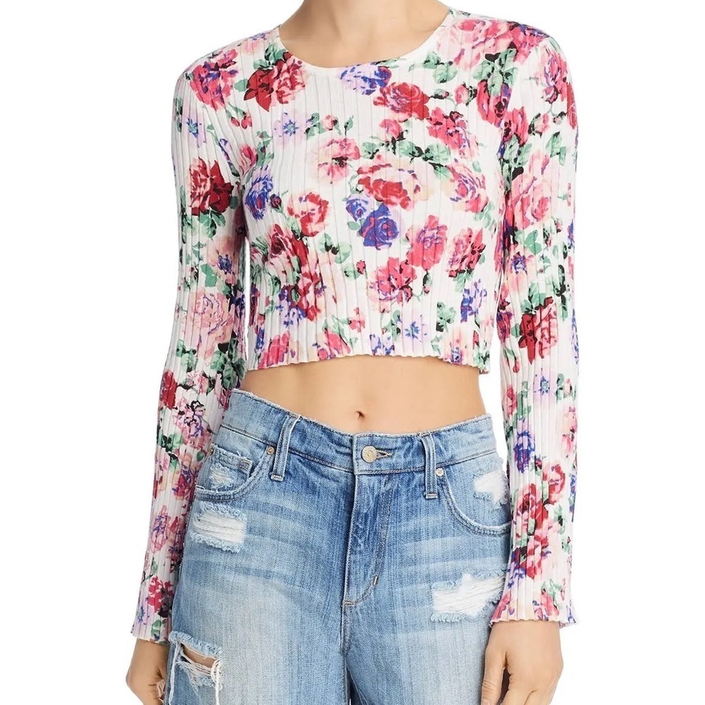 Ronny Kobo Magda Floral Crop Top White Size Small - Picture 3 of 9